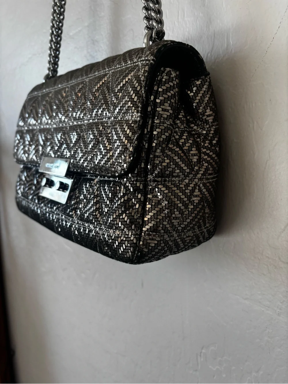 Michael Kors Sloan NWOT Gunmetal Quilted Chain Shoulder Bag